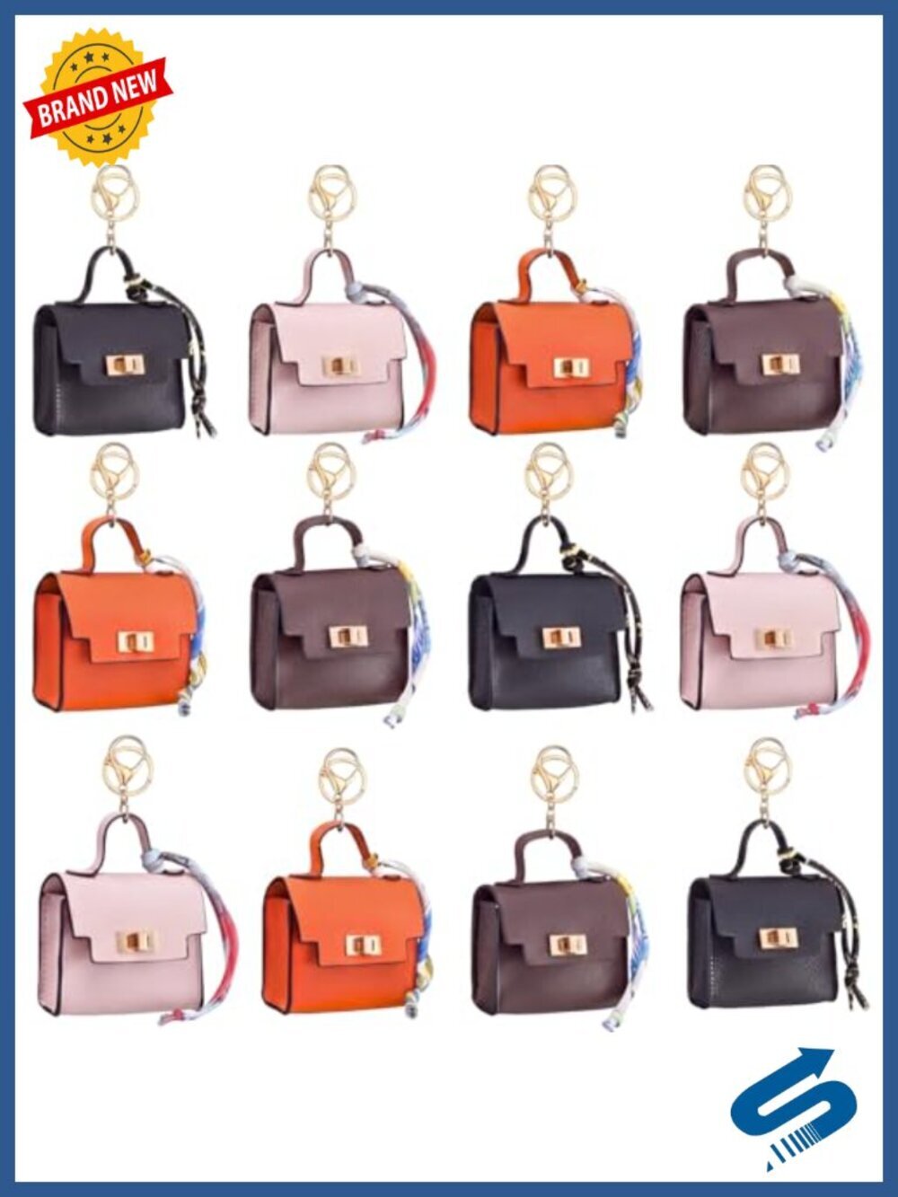 12 Pcs PU Leather Mini Backpack Keychain Set Coin Purse Pouch